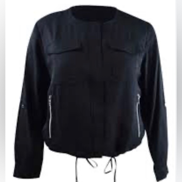 DKNY Sz XL Soft Shell Moto Zipper Closure Uncollared Convertible Sleeve Javkey - Picture 13 of 13